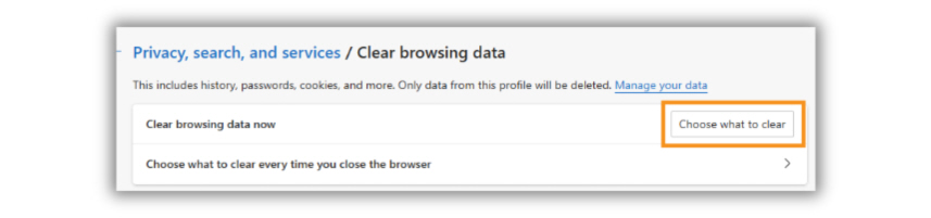 Image of Edge Choose what to clear page